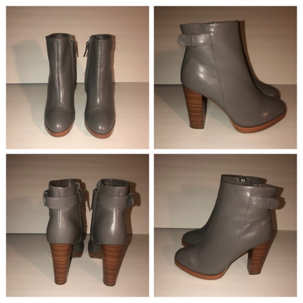 Steve Madden Zamir Gray Wooden Boots Booties Heels